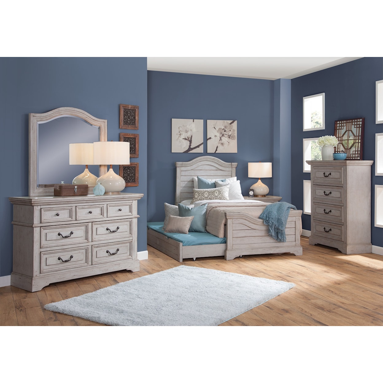 American Woodcrafters Stonebrook Youth Dresser and Mirror