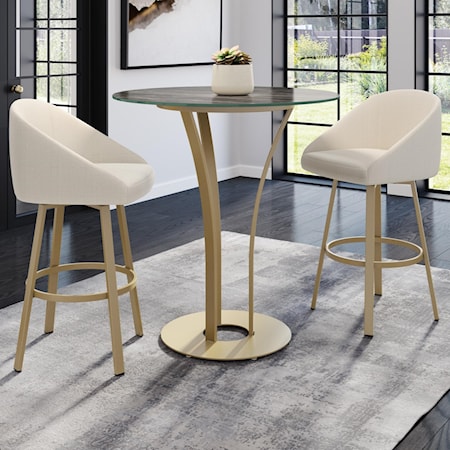 3-Piece Customizable Dalia Bar Table Set with Marble-Look Top