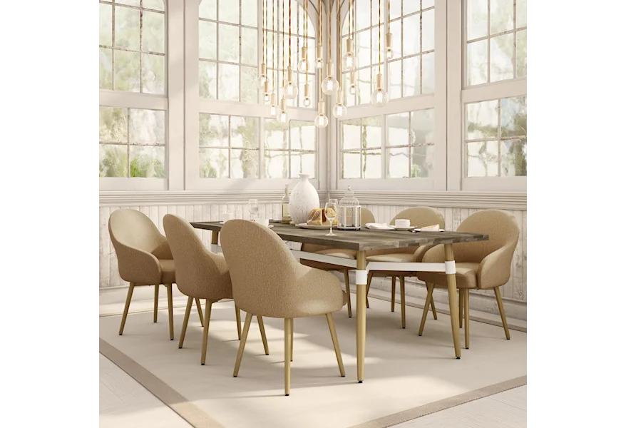 Boudoir 7-Piece Link Dining Table Set by Amisco at Esprit Decor Home Furnishings