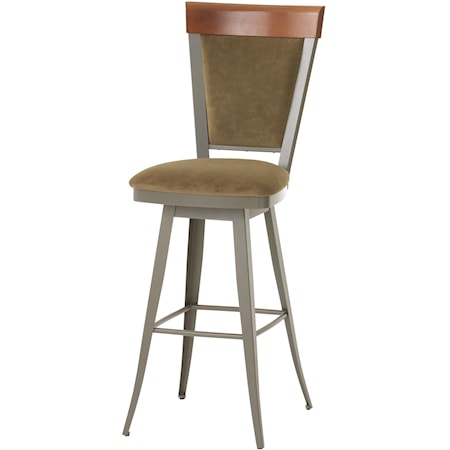 Customizable 30" Eleanor Swivel Bar Stool with Upholstered Seat and Back 