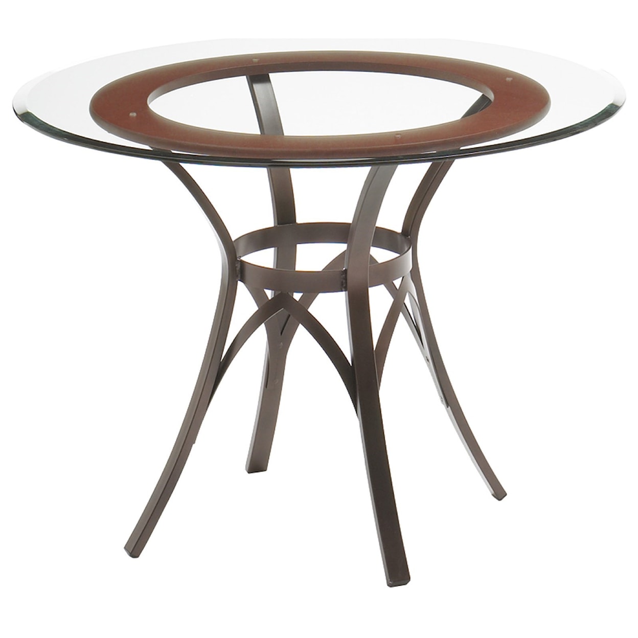 Amisco Countryside Kai Table w/ Wood Ring Insert and Glass Top