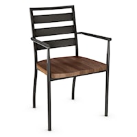 Tori Armchair with Wood Seat and Steel Frame