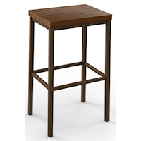 30" Bar Height Bradley Stool with Wood Seat