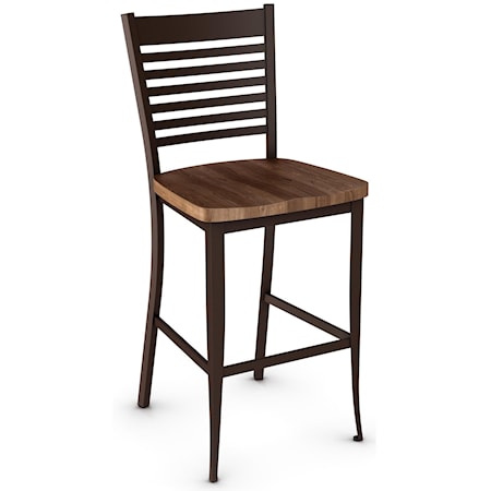 Customizable 30" Edwin Bar Stool with Fixed Wood Seat