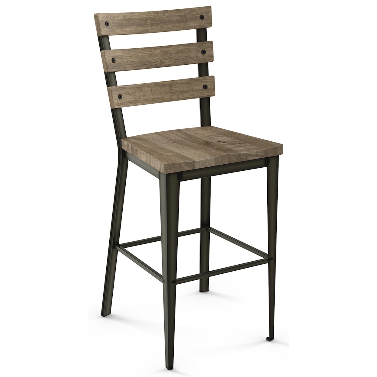 Amisco Industrial 30" Dexter Bar Stool with Wood Seat