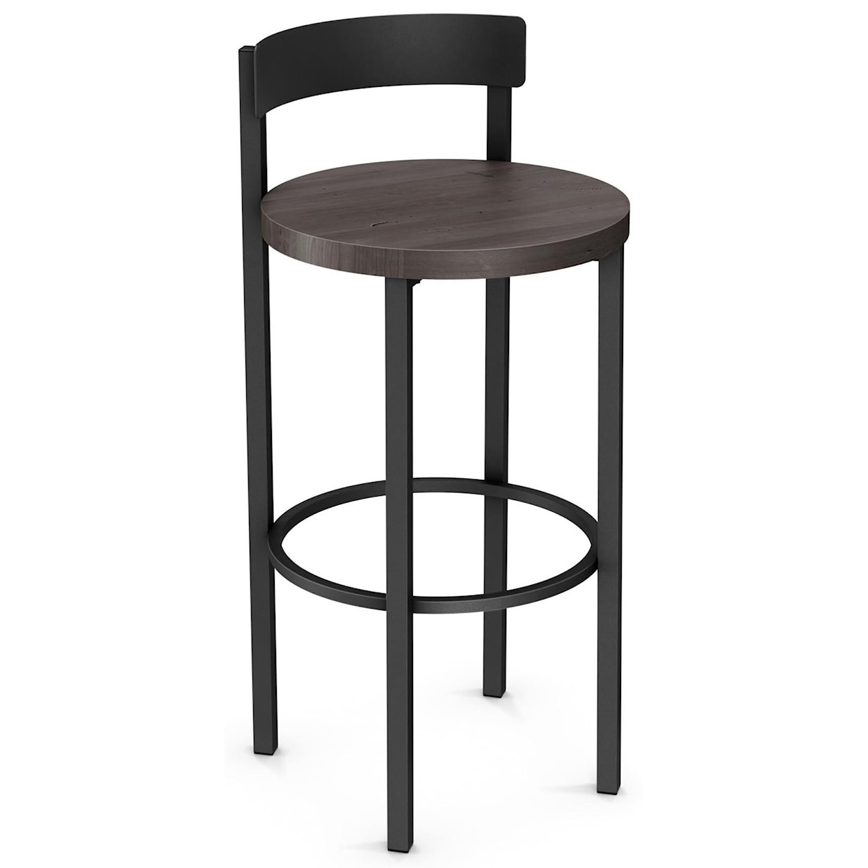 Amisco Industrial 30" Zoe Bar Stool with Wood Seat