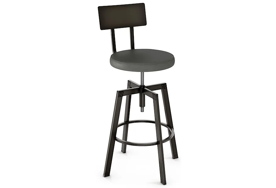 Industrial - Amisco Architect Screw Stool with Cushion Seat by Amisco at Saugerties Furniture Mart
