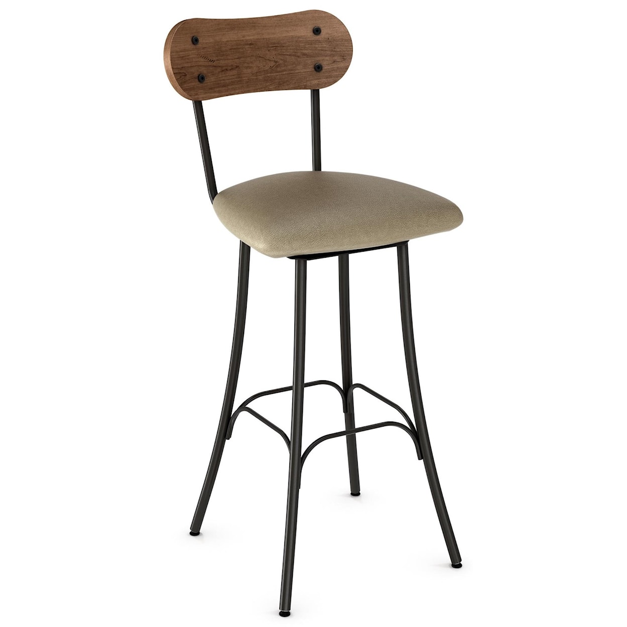 Amisco Industrial 26" Bean Swivel Stool with Upholstered Seat