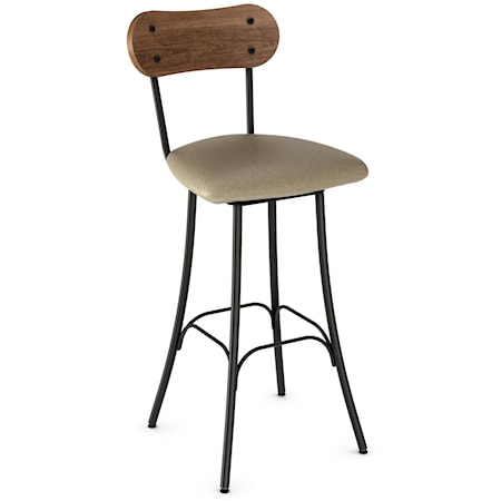 26" Bean Swivel Stool with Upholstered Seat