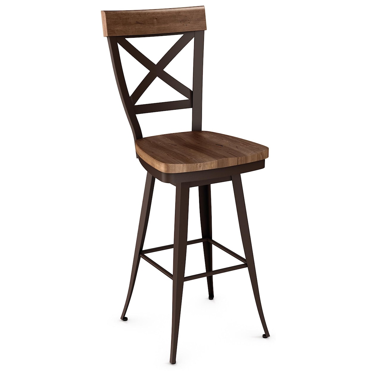 Amisco Industrial 26" Kyle Swivel Stool with Wood Seat