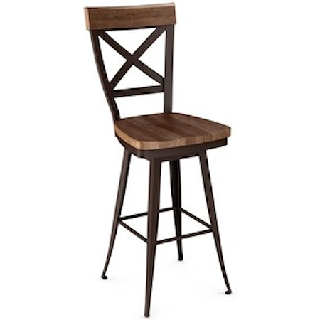 30&quot; Kyle Swivel Stool with Wood Seat