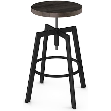 Architect Screw Stool with Wood Seat