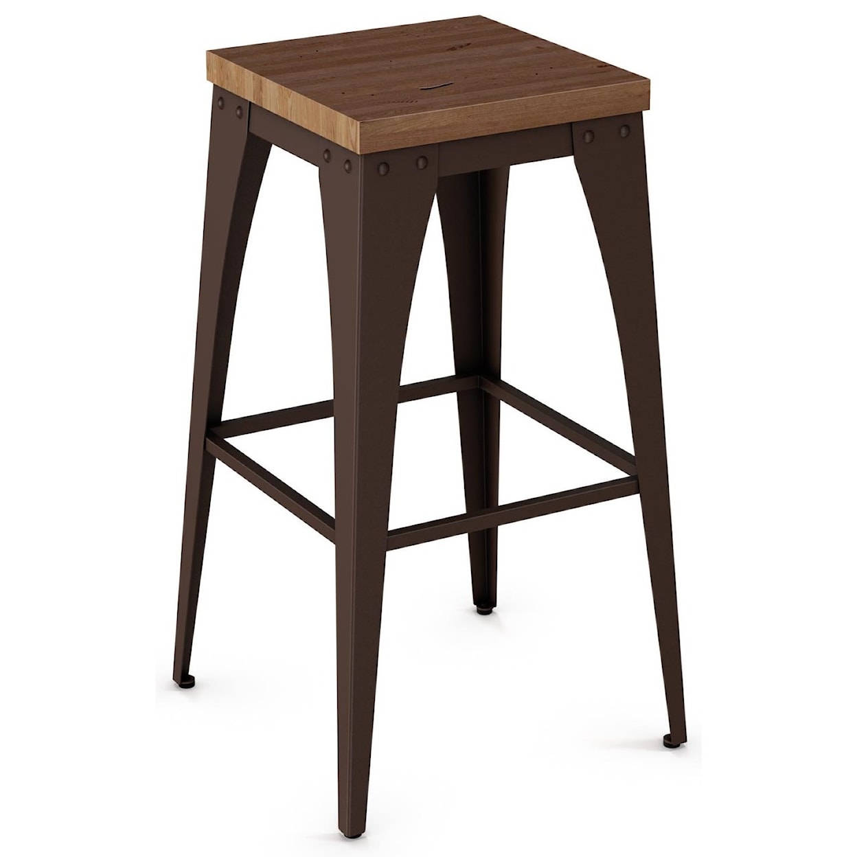 Amisco Industrial 30" Upright Stool with Wood Seat