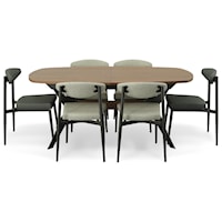 Oval Dining Table with 6 Upholstered Side Chairs