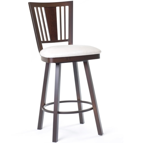 Transitional Spectator Height Swivel Stool with Upholstered Seat