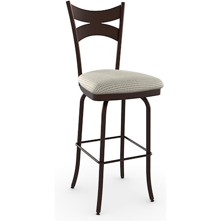 Customizable 34" Meadow Spectator Height Swivel Stool with Upholstered Seat and Steel Frame