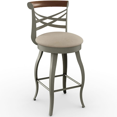 Customizable Transitional 26" Whisky Swivel Counter Stool with Bowed Legs