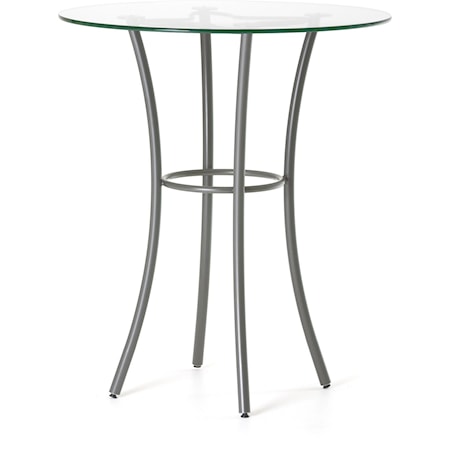 Customizable Lotus Counter Table with Round Glass Top and Splayed Legs 