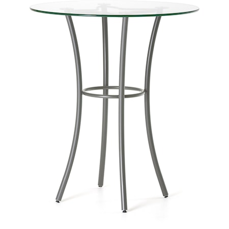 Customizable Lotus Bar Table with Round Glass Top and Splayed Legs