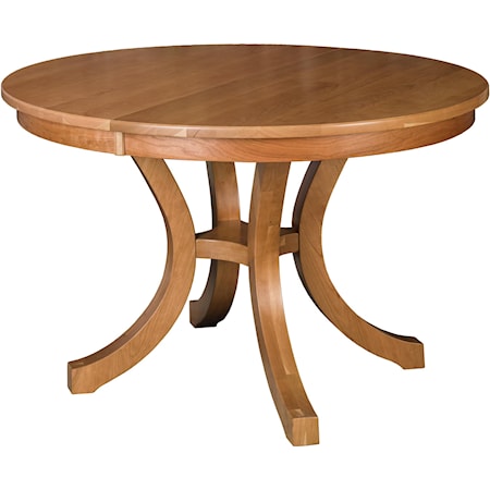 60" Round Single Pedestal Table with 12" Leaf