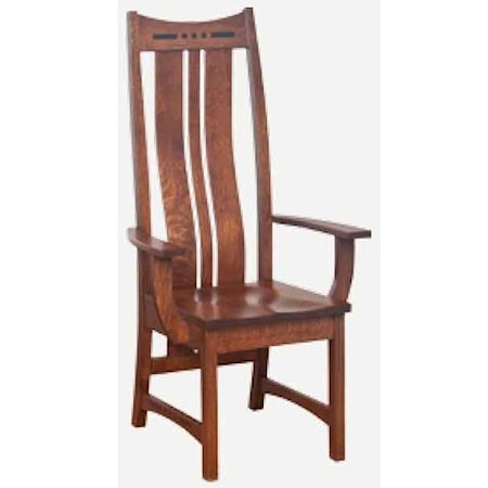 High Back Arm Chair - Leather Seat