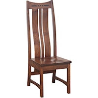 High Back Side Chair with Shaped Splat Back