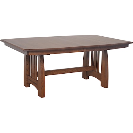 Trestle Dining Table with Ebony Wood Inlays