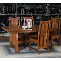 5 Piece Dining Set with Slat Back Chairs