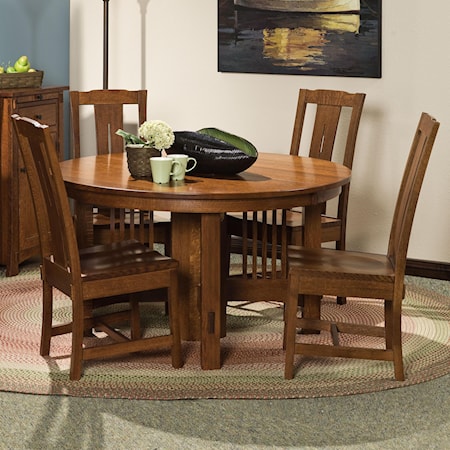 5 pc. 54" Round Expandable Table and Side Chairs Set