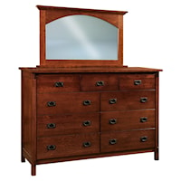 Traditional 9-Drawer Dresser and Arched Landscape Mirror