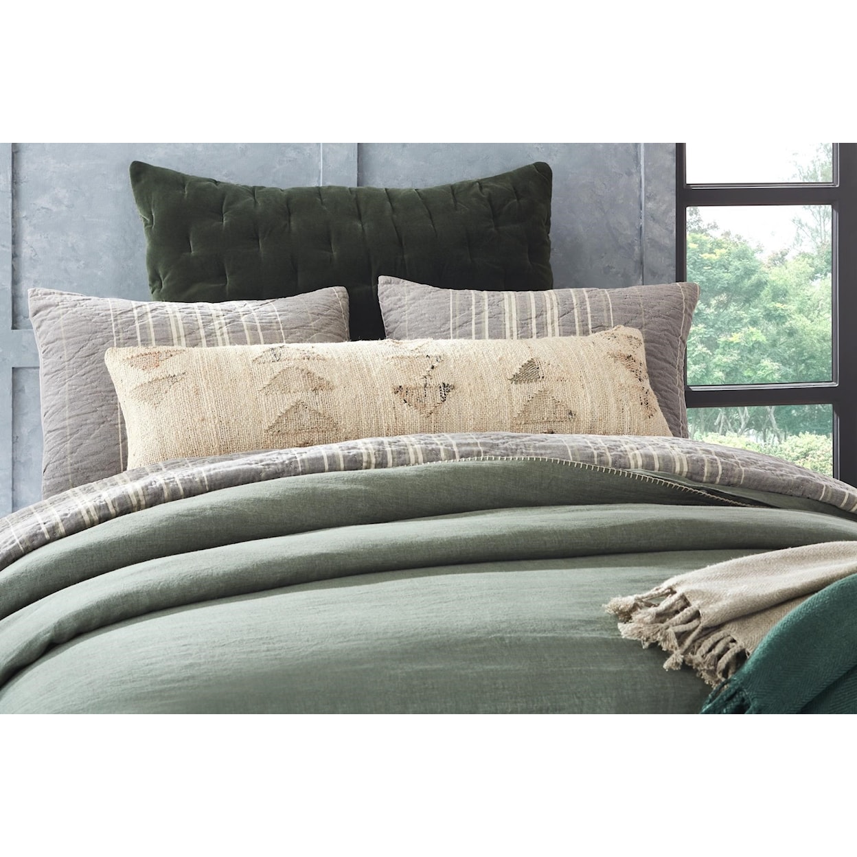 Amity Home Bryce Bryce Duvet Cover, Kale, Queen