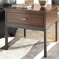 Contemporary End Table with Metal Base