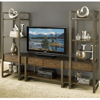 4 Drawer TV Wall Unit with Metal Shelves