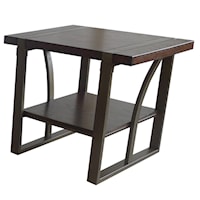 Wood and Metal End Table with Shelf
