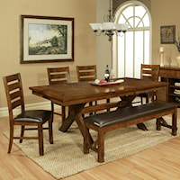 6 Piece Dining Table Set w/ Chairs and Bench
