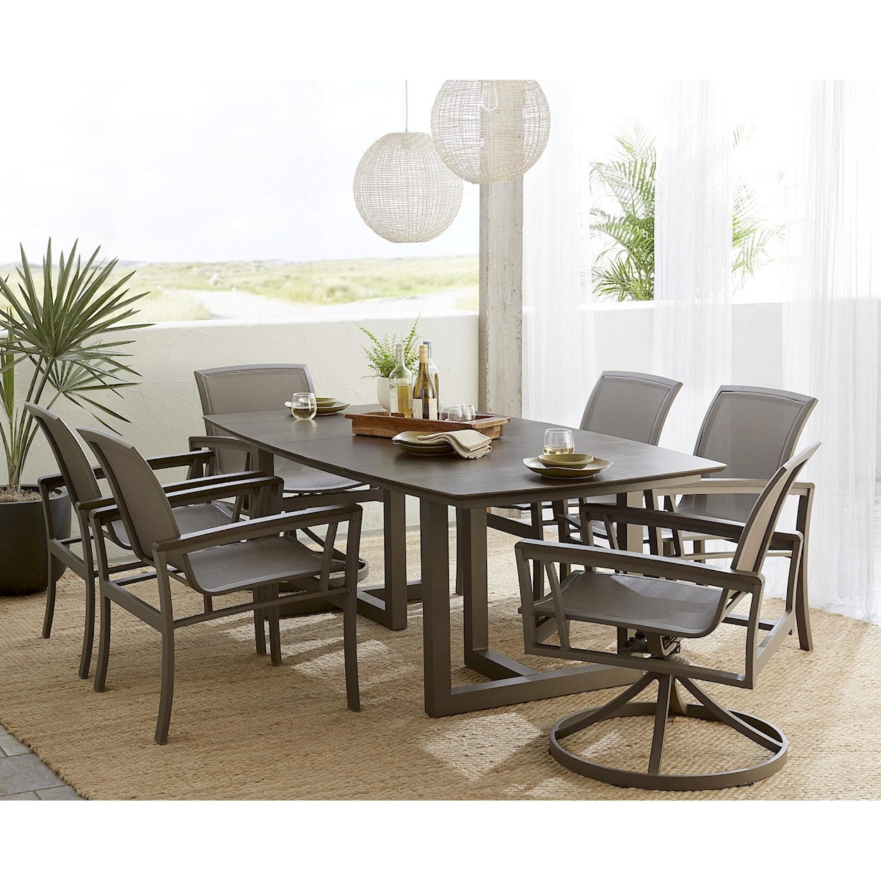 Alfresco Hampton Outdoor Dining Set With Rectangular Table