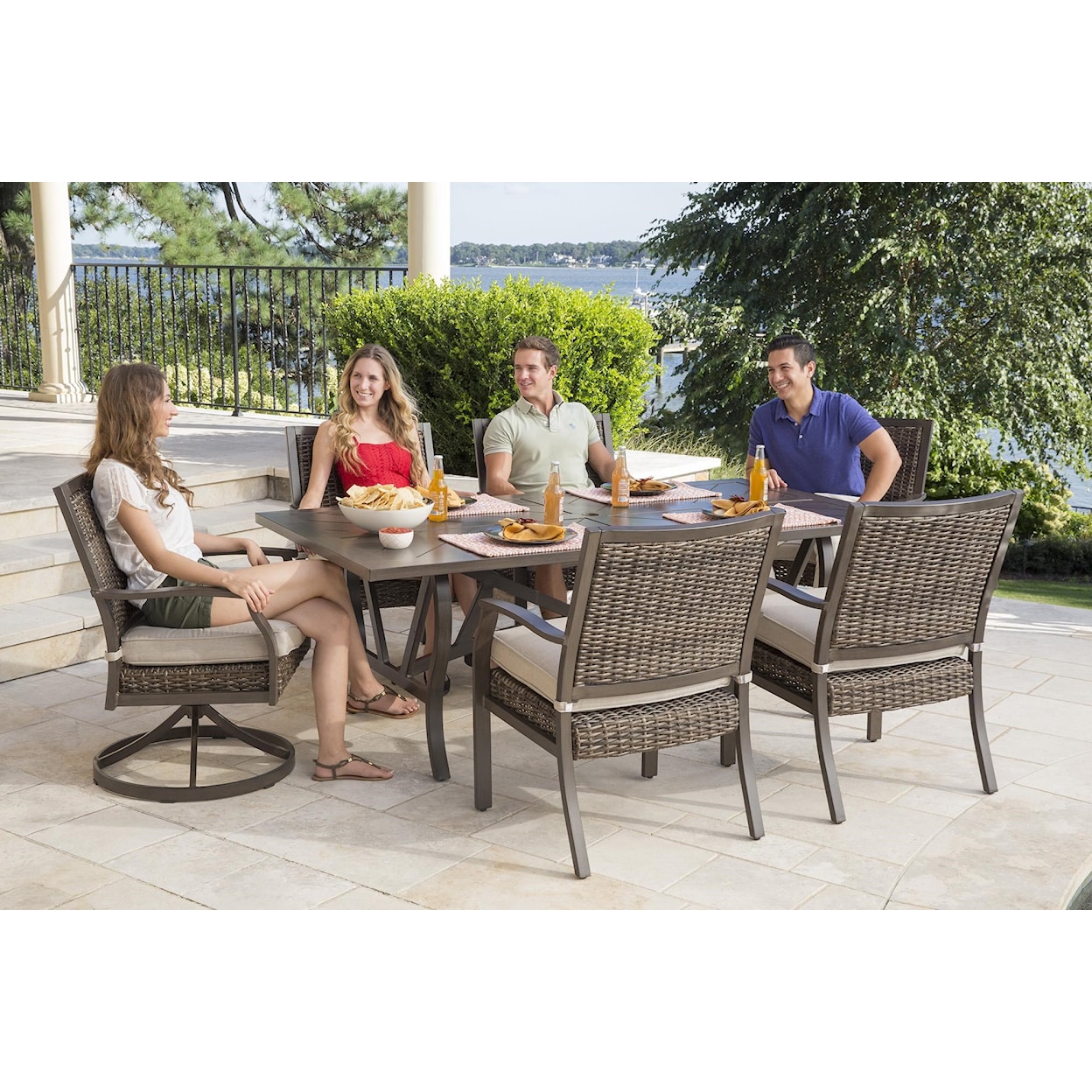 Alfresco Wyndham Outdoor Swivel Rocker Dining Chair