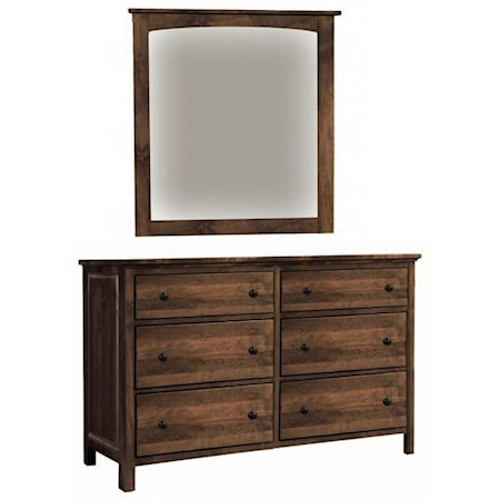 6 Drawer Double Dresser with Mirror