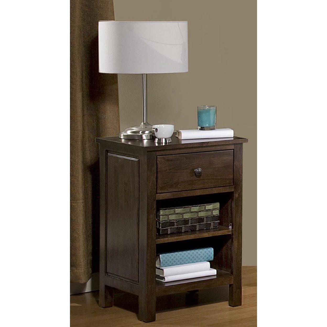 Archbold Furniture Elevated Storage Bed 1 Drawer Nightstand