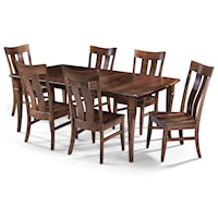 7pc Amish Dining Set - Bow End Table with 6 Florence Side Chairs