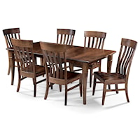7pc Amish Dining Set - Bow End Table with 6 Ryan Side Chairs