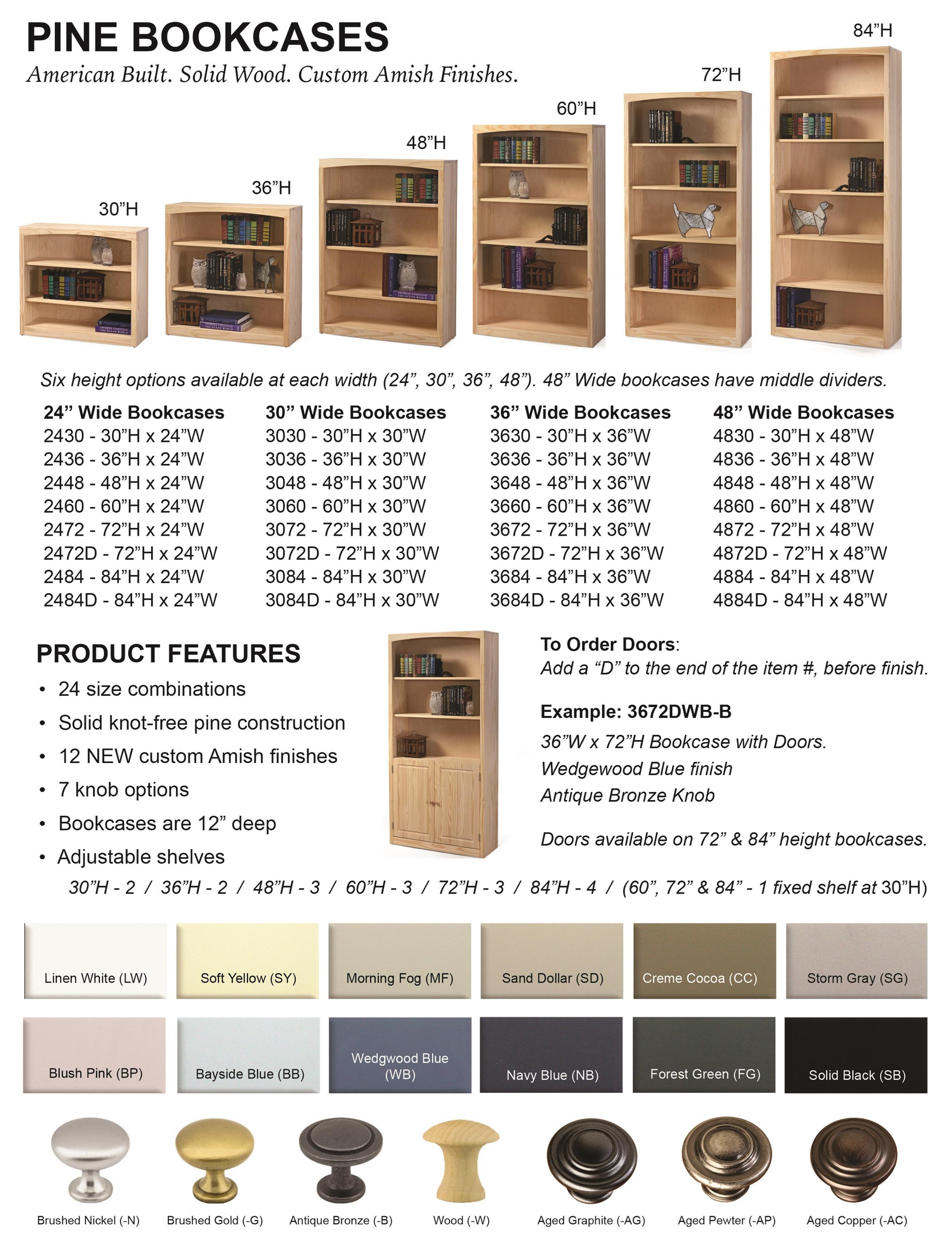 Archbold Furniture Pine Bookcases Customizable 24 X 48 Pine Bookcases