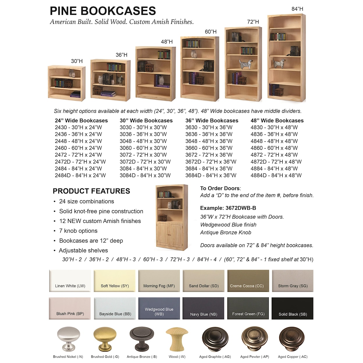 Archbold Furniture Pine Bookcases Customizable 24 X 72 Bookcases