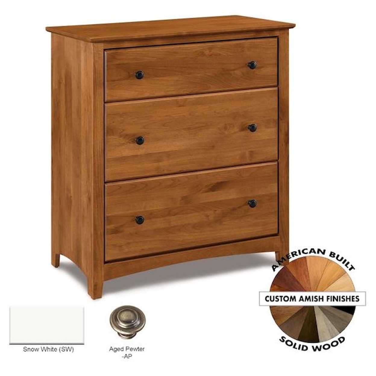 Archbold Furniture Shaker Bedroom 3 Drawer Chest