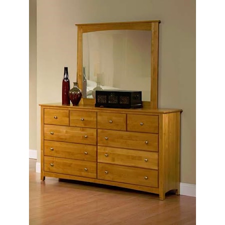 Dresser with 10 Drawers and Mirror