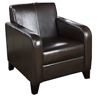 Contemporary Brown Faux Leather Club Chair