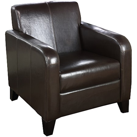 Contemporary Brown Faux Leather Club Chair