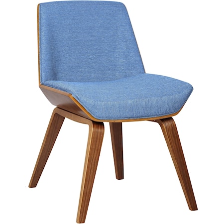 Mid-Century Side Chair in Blue Fabric