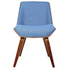 Armen Living Agi Mid-Century Side Chair in Blue Fabric