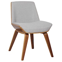 Mid-Century Dining Chair in Walnut Wood and Gray Fabric